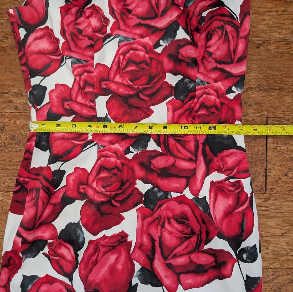 White House Black Market Womens Red Floral Midi Dress Size 4 - Picture 8 of 9